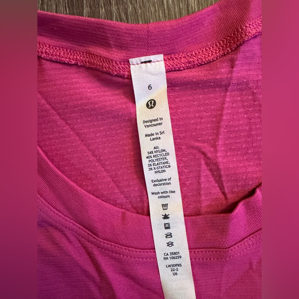 New with tags Lululemon Swiftly Tech Long Sleeve 2.0 Sonic Pink.Hot pink. Size 6 - Picture 11 of 12